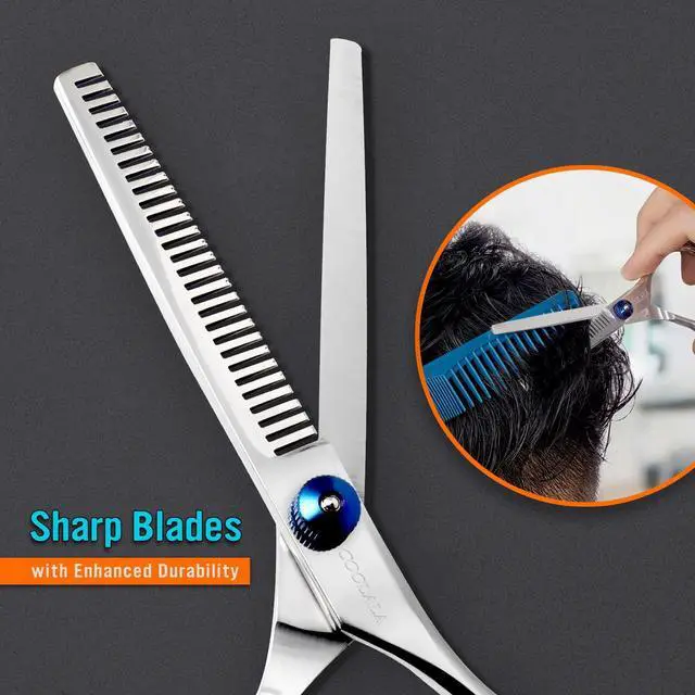 Alt view image 4 of 7 - Stainless Steel Hair Cutting Scissors Thinning Shears 6.5 Inch Professional Salon Barber Haircut Scissors Family Use for Man Woman Adults Kids