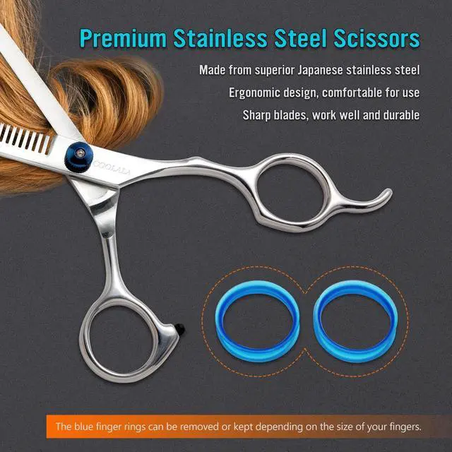Alt view image 5 of 7 - Stainless Steel Hair Cutting Scissors Thinning Shears 6.5 Inch Professional Salon Barber Haircut Scissors Family Use for Man Woman Adults Kids