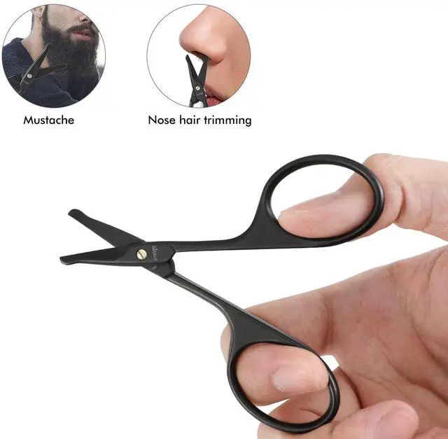 Alt view image 7 of 7 - Nose Hair Scissors 3.75" Safety Curved Rounded Tip | Stainless Steel Construction, Facial Hair Ear Hair Eyebrow Trimming, Precision Grooming Tool