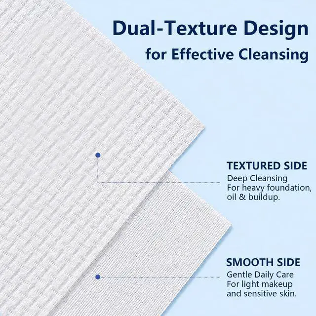 Alt view image 5 of 7 - 100 Count Disposable Face Towels, Large Size Facial Towels, Weave Texture | Ultra Soft Face Cloths Disposable, Thick Skincare Towels, Biodegradable Dry Wipes for Face Cleansing, Makeup Removal