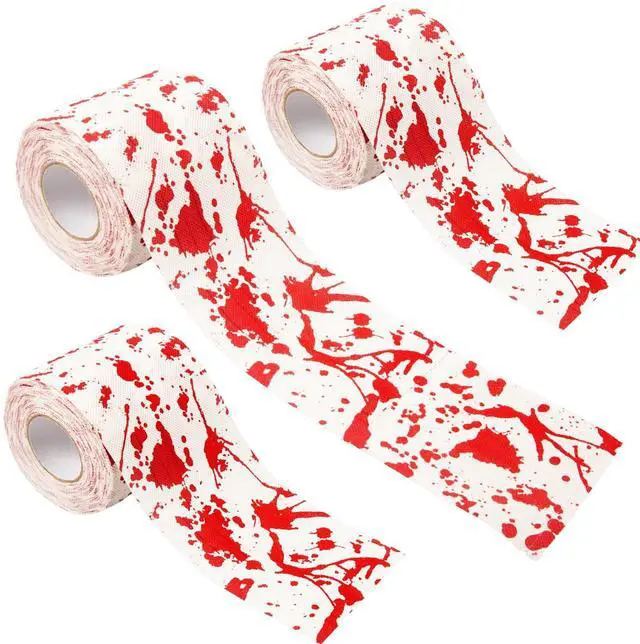 Main image of 2 Rolls Halloween Bloodstain Toilet Paper Horror Bloodstain Pattern Toilet Paper Halloween Scary Bloody Paper for Spooky Haunted House Party Decoration (Halloween Blood, 2 Pcs)