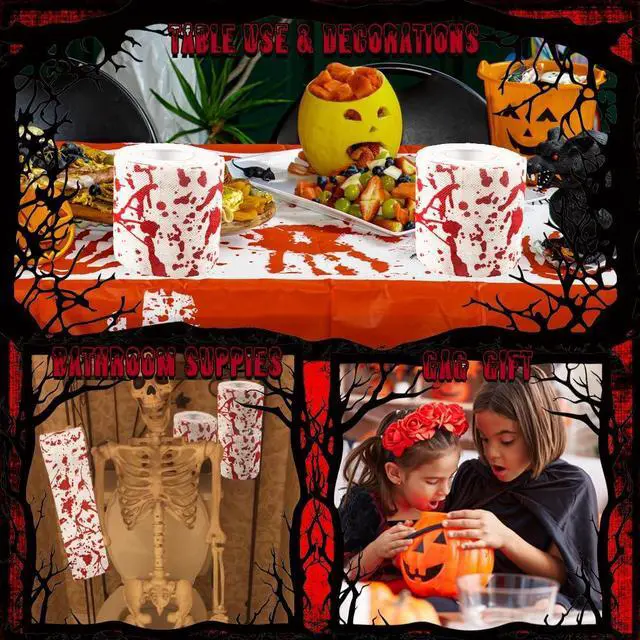 Alt view image 5 of 7 - 2 Rolls Halloween Bloodstain Toilet Paper Horror Bloodstain Pattern Toilet Paper Halloween Scary Bloody Paper for Spooky Haunted House Party Decoration (Halloween Blood, 2 Pcs)