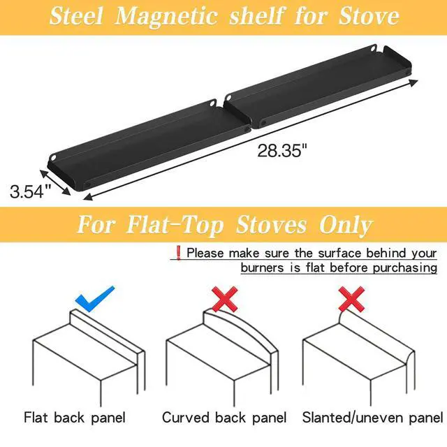 Alt view image 4 of 7 - Magnetic Stove Top Shelf for 30" Stoves, Over Oven Spice Rack Organizer, Heavy-Duty Steel, Dual Installation with Magnet or Adhesive, Heat-Resistant Kitchen Storage Shelf (Standard Version)
