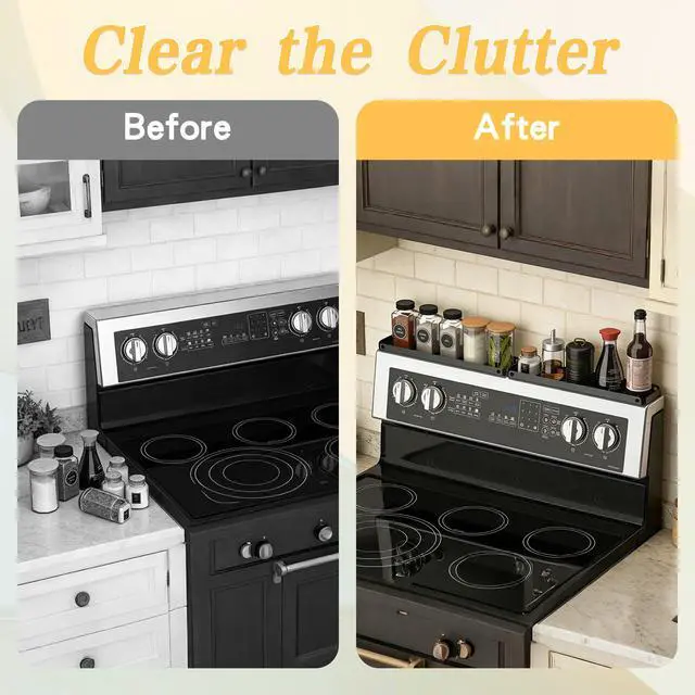 Alt view image 6 of 7 - Magnetic Stove Top Shelf for 30" Stoves, Over Oven Spice Rack Organizer, Heavy-Duty Steel, Dual Installation with Magnet or Adhesive, Heat-Resistant Kitchen Storage Shelf (Standard Version)