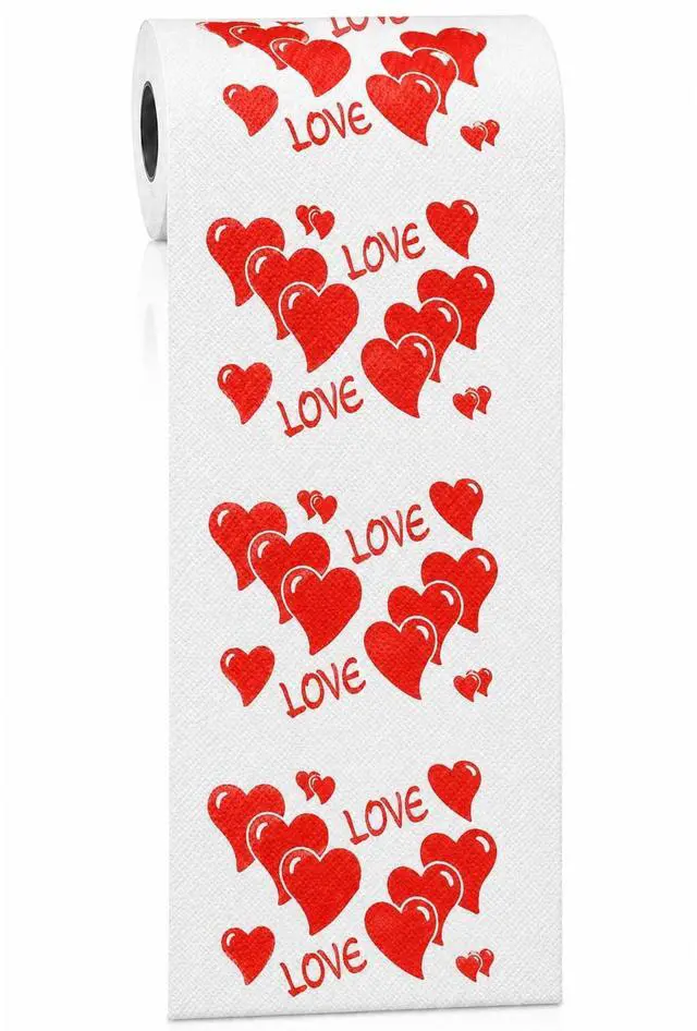 Main image of Happy Valentines Day Decorations Gifts for Him Her Mens Women Adult | 3 Ply 150 Sheet Funny Toilet Paper Roll, Red Love Heart Tissue Paper, Friends Bathroom Toilet Themed Party Decorations Favors