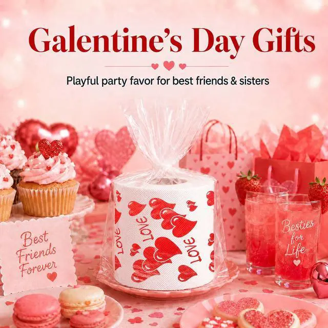 Alt view image 6 of 7 - Happy Valentines Day Decorations Gifts for Him Her Mens Women Adult | 3 Ply 150 Sheet Funny Toilet Paper Roll, Red Love Heart Tissue Paper, Friends Bathroom Toilet Themed Party Decorations Favors