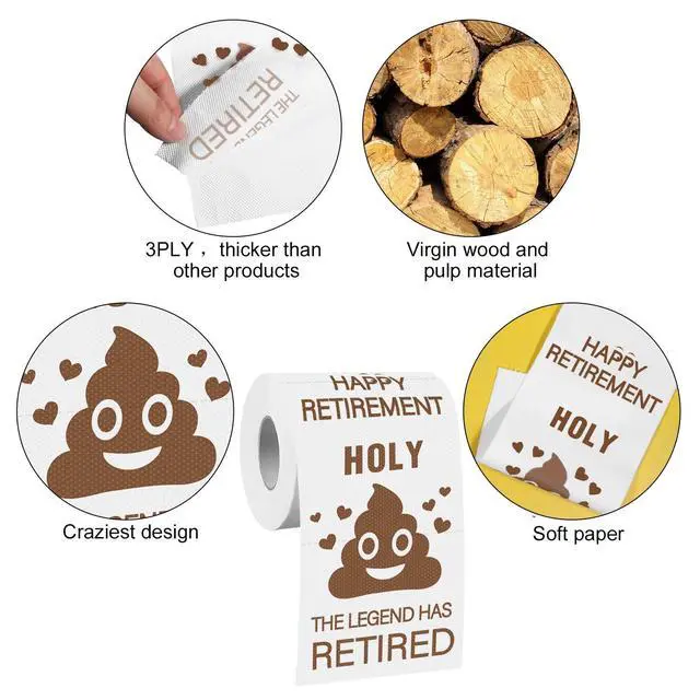 Alt view image 3 of 7 - Retirement Toilet Paper Gift for Men and Women Roll Prank Funny Retired Gifts Novelty Toilet Paper Present for Co-Worker Happy Retirement Party Decorations, The Legend Has Retired Party Supplies.