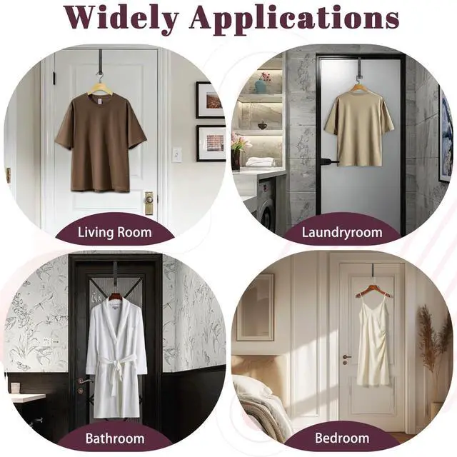 Alt view image 5 of 6 - 1-Pack Over the Door Hanger Hooks,Over The Door Hanger Folding Clothes Drying Rack,Folding Hanging for Laundry, Dorm, Bedroom (Black)