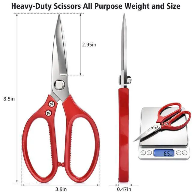 Alt view image 2 of 7 - 8.5" Scissors All Purpose Heavy Duty Scissors for Office School Home Ultra-Sharp Fabric Scissors Cutting Paper DIY Craft Stainless Steel Blades Comfort Grip Handles, Left & Right Handed