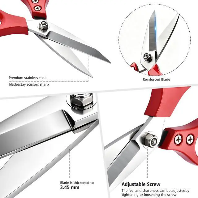 Alt view image 3 of 7 - 8.5" Scissors All Purpose Heavy Duty Scissors for Office School Home Ultra-Sharp Fabric Scissors Cutting Paper DIY Craft Stainless Steel Blades Comfort Grip Handles, Left & Right Handed