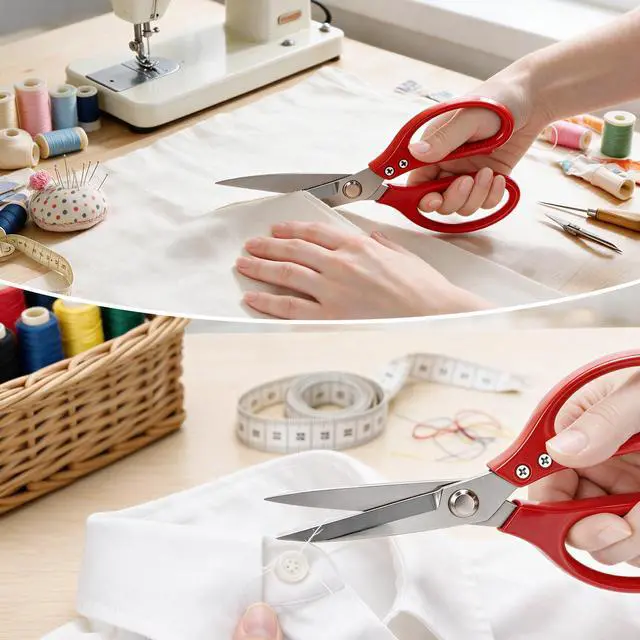 Alt view image 6 of 7 - 8.5" Scissors All Purpose Heavy Duty Scissors for Office School Home Ultra-Sharp Fabric Scissors Cutting Paper DIY Craft Stainless Steel Blades Comfort Grip Handles, Left & Right Handed