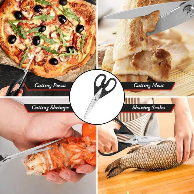 Alt view image 7 of 7 - 8.7" All Purpose Kitchen Shears Heavy Duty with Protective Sheath | Built-In Bottle Opener, Durable Stainless Steel Scissors, Dishwasher Safe, Soft Grip Comfort Handle, Cooking, Food, Packaging