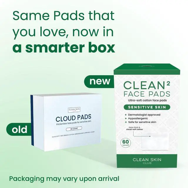 Alt view image 2 of 7 - Clean² Sensitive Skin Face Pads Ultra-Soft 100% Organic Cotton, Fragrance-Free & Lint-Free Makeup Remover & Toner, Dermatologist Approved, 60 Ct (Formerly Cloud Pads)