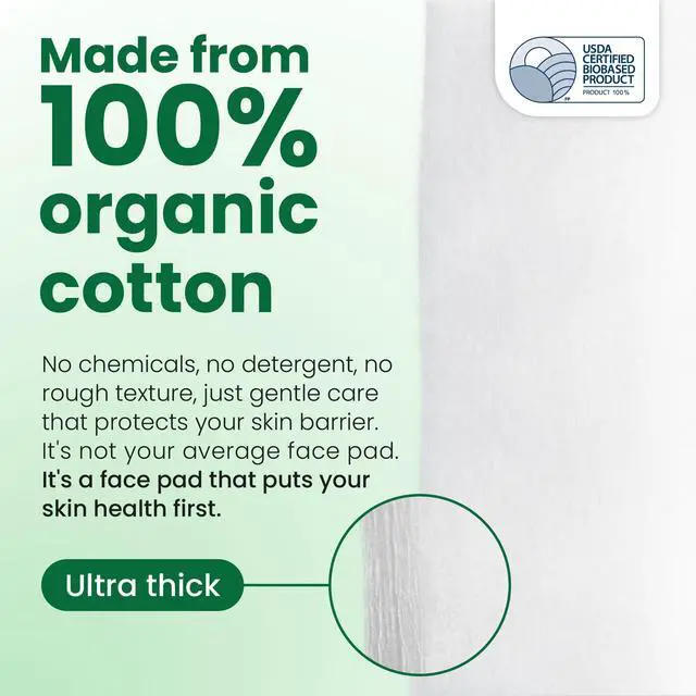 Alt view image 4 of 7 - Clean² Sensitive Skin Face Pads Ultra-Soft 100% Organic Cotton, Fragrance-Free & Lint-Free Makeup Remover & Toner, Dermatologist Approved, 60 Ct (Formerly Cloud Pads)