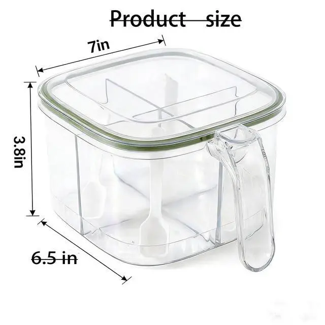 Alt view image 2 of 7 - Clear Seasoning Rack Spice Pots,Clear Seasoning Box,4 Piece Seasoning Rack Spice Pots,Plastic Storage Container Condiment Jars with Lids & Spoon,Storage Container Condiment Jars Sets,Hot Cocoa Storage