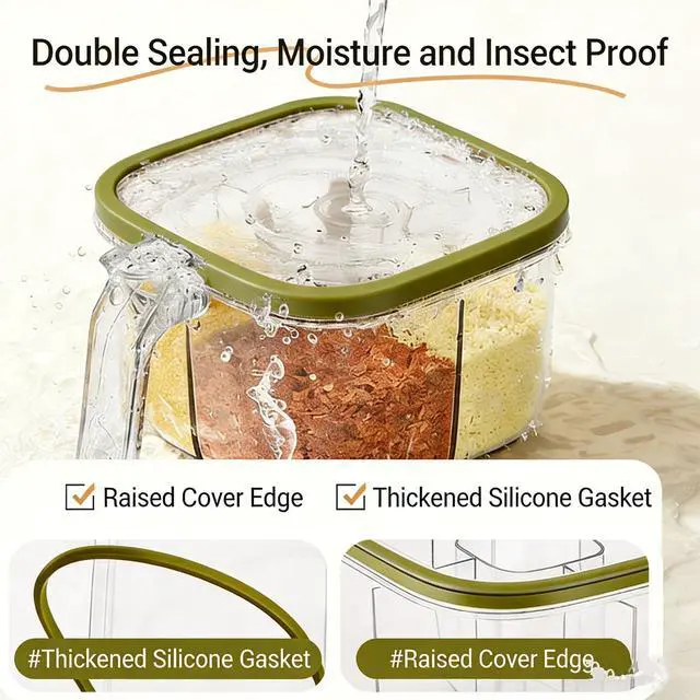 Alt view image 4 of 7 - Clear Seasoning Rack Spice Pots,Clear Seasoning Box,4 Piece Seasoning Rack Spice Pots,Plastic Storage Container Condiment Jars with Lids & Spoon,Storage Container Condiment Jars Sets,Hot Cocoa Storage