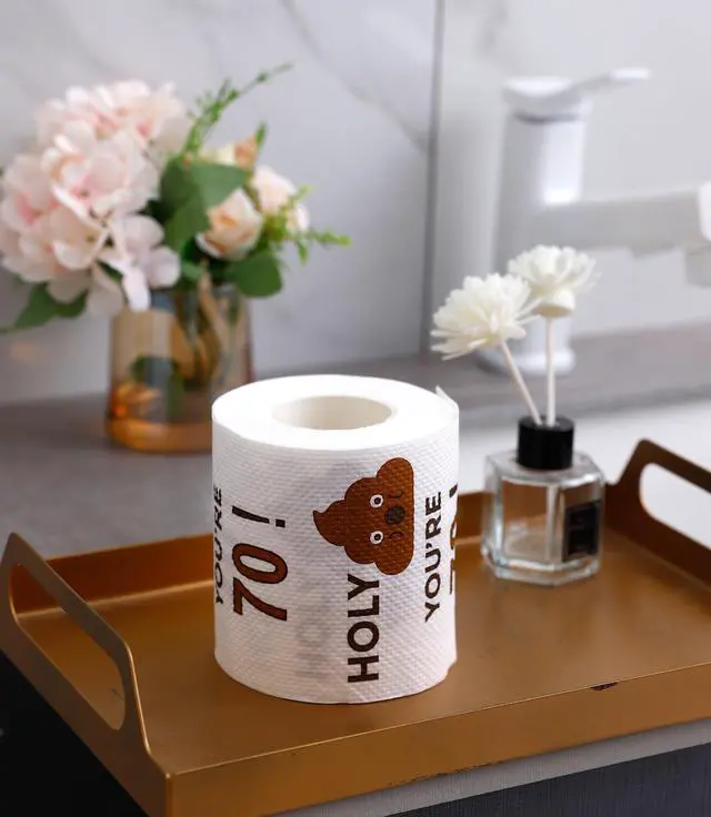 Alt view image 5 of 6 - Happy 70th Birthday Toilet Paper Roll 3-Ply Funny Birthday Gifts for Men and Women Novelty for Birthday Party Decorations Seventy 70 Party Supplies (70th Years)