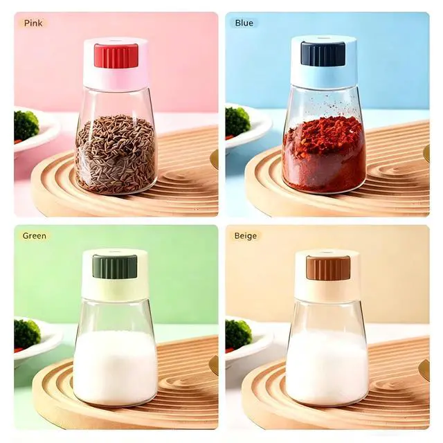 Alt view image 4 of 7 - Plastic Spice Shaker Bottles, 4 Pack, Clear Seasoning Dispenser with Adjustable Holes, Airtight and Moisture Proof, for Salt, Pepper, Sugar, 4 Colors