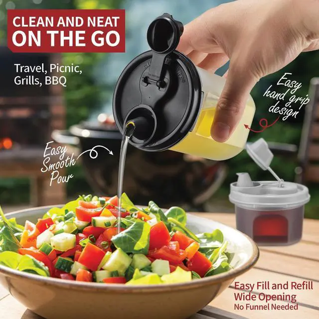 Alt view image 2 of 3 - Oil and Vinegar Dispenser 15oz Sauce Bottles for Balsamic Vinegar, Soy Sauce Salad Dressing Bottles with Easy Pour Spout Airtight and Leakproof BPA-Free Plastic Containers