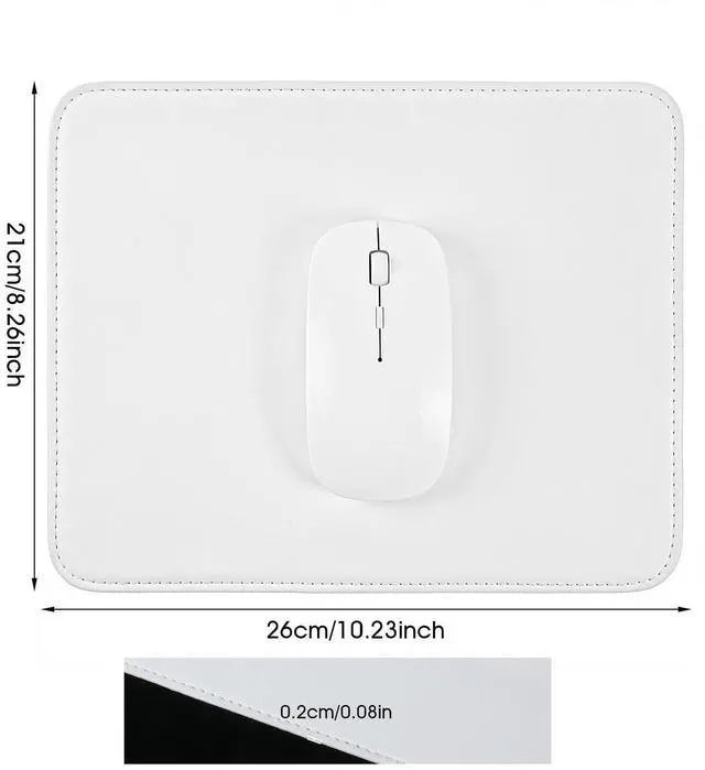 Alt view image 2 of 7 - White Non Slip Mouse Pad, 10.24x8.27in | Leather Thin Mouse Mat, Mousemat for Computer Game Laptop Home Office