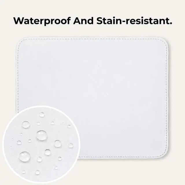 Alt view image 6 of 7 - White Non Slip Mouse Pad, 10.24x8.27in | Leather Thin Mouse Mat, Mousemat for Computer Game Laptop Home Office