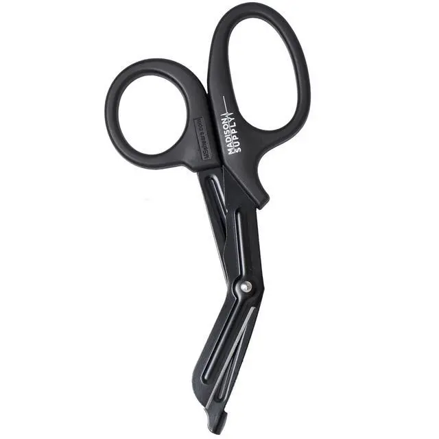 Main image of 7.5 Inches Premium Stainless Steel Trauma Shears for Left and Right Hand - Non-Stick Coated Blades Medical Scissors - Durable Fluoride-Coated Nurse Scissors - Black