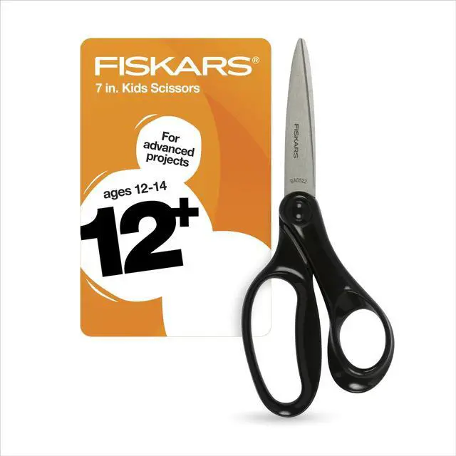 Main image of 7" Student Scissors for Kids Ages 12-14, School & Crafting, Black | Scissors with Precise Blades for School or Crafting, Ergonomic Handles Designed for Older Kids, Back to School Supplies