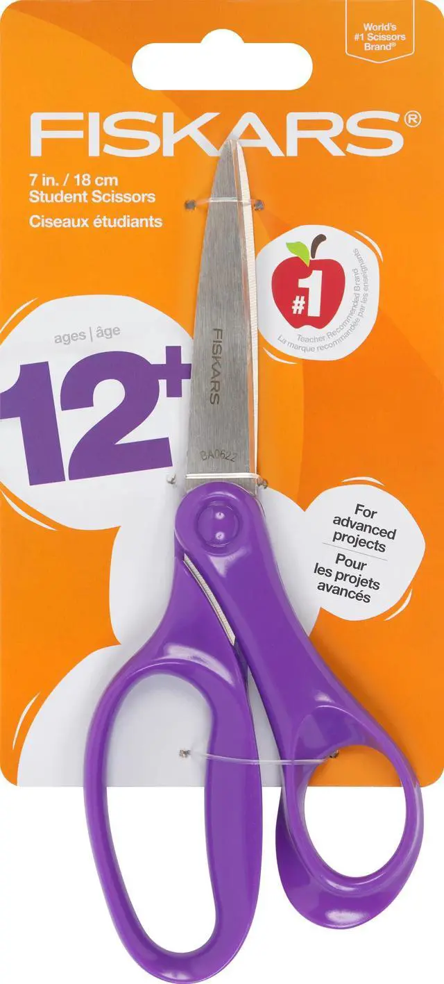 Main image of 7" Student Scissors for Kids Ages 12-14, School & Crafting, Purple | Scissors with Precise Blades for School or Crafting, Ergonomic Handles Designed for Older Kids, Back to School Supplies