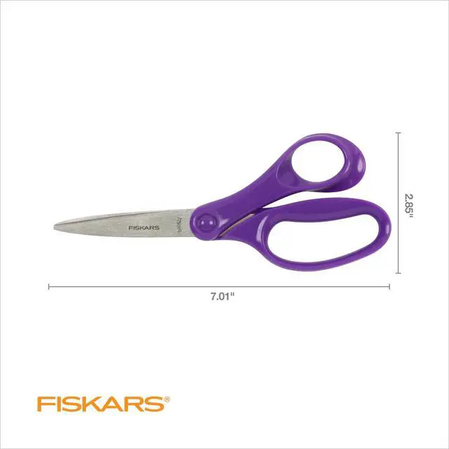 Alt view image 3 of 7 - 7" Student Scissors for Kids Ages 12-14, School & Crafting, Purple | Scissors with Precise Blades for School or Crafting, Ergonomic Handles Designed for Older Kids, Back to School Supplies