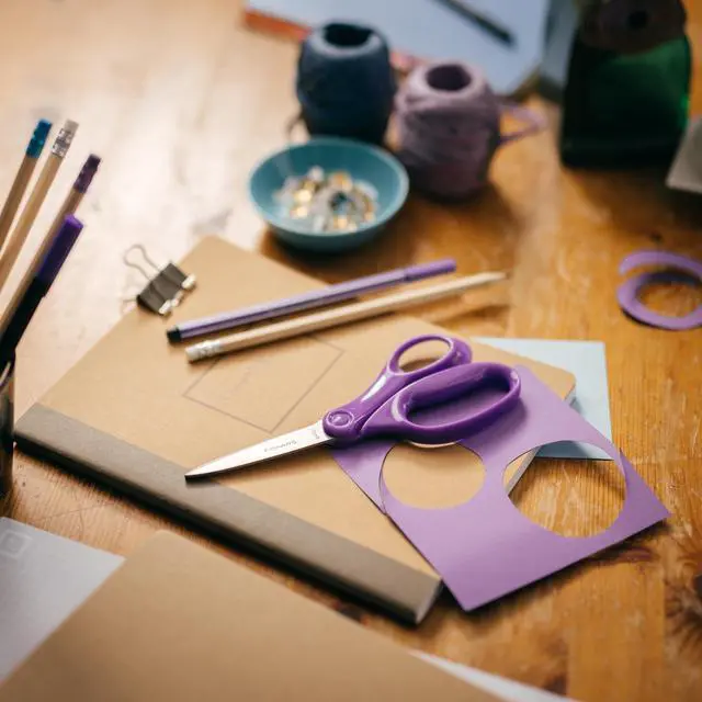 Alt view image 6 of 7 - 7" Student Scissors for Kids Ages 12-14, School & Crafting, Purple | Scissors with Precise Blades for School or Crafting, Ergonomic Handles Designed for Older Kids, Back to School Supplies