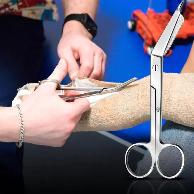 Alt view image 6 of 7 - Lister Bandage Scissors, 5.5 Inch Stainless Steel | Precision Stainless Steel Medical Scissors for Cutting Bandages, Dressings, Tape, Gauze and First Aid Use