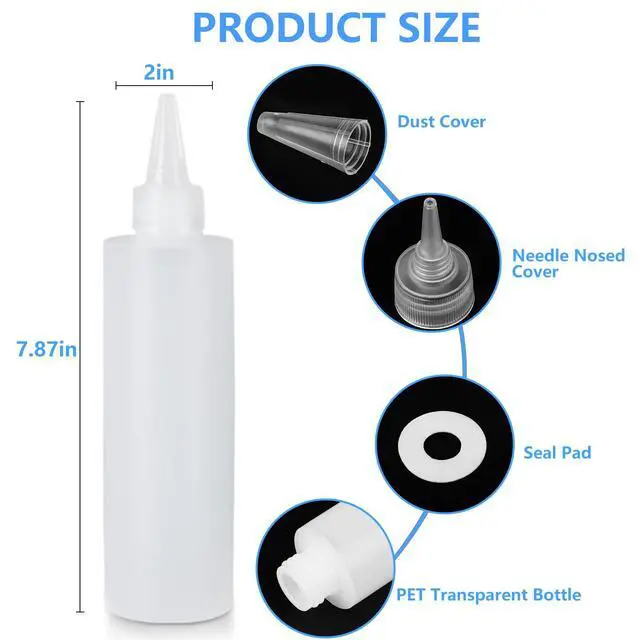 Alt view image 2 of 6 - 2 Pack 10 Oz (300ml) Condiment Squeeze Bottles, Leak Proof, Refillable | Condiment Container for Kitchen Use, Great for Ketchup, Mustard, Syrup, Sauces, Dressing and Oil