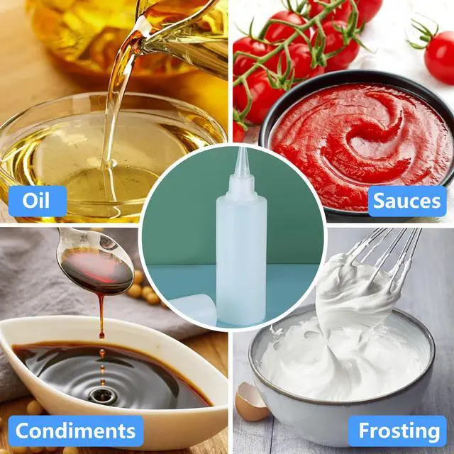 Alt view image 5 of 6 - 2 Pack 10 Oz (300ml) Condiment Squeeze Bottles, Leak Proof, Refillable | Condiment Container for Kitchen Use, Great for Ketchup, Mustard, Syrup, Sauces, Dressing and Oil