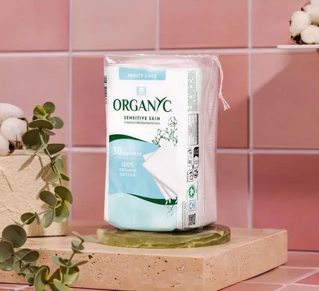 Alt view image 7 of 7 - 100% Certified Organic Cotton Squares, 50 Count, Clinically-Proven for Sensitive Skin, Cotton Pads for Face Cleansing, Toner and Makeup Removal