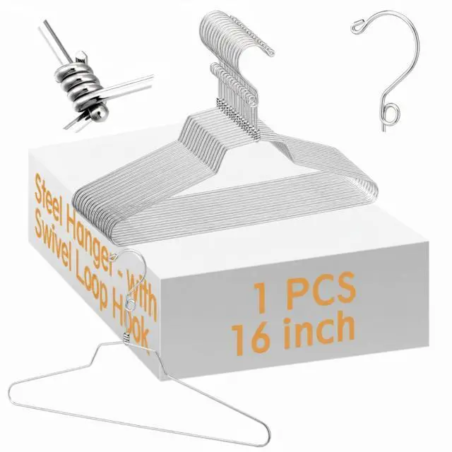 Main image of 1 Pack 16 Metal Stackable Hanger, Stainless Steel Clothes Hanger