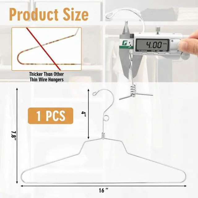 Alt view image 2 of 7 - 1 Pack 16 Metal Stackable Hanger, Stainless Steel Clothes Hanger