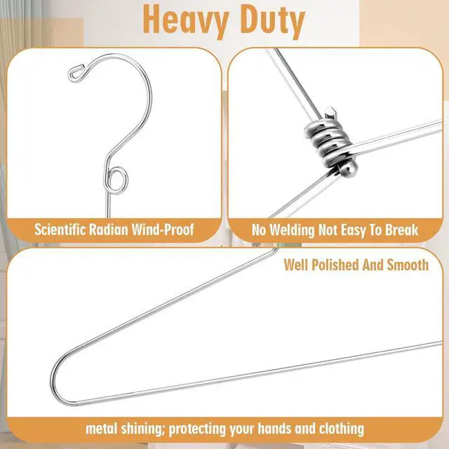 Alt view image 3 of 7 - 1 Pack 16 Metal Stackable Hanger, Stainless Steel Clothes Hanger