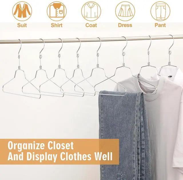 Alt view image 4 of 7 - 1 Pack 16 Metal Stackable Hanger, Stainless Steel Clothes Hanger