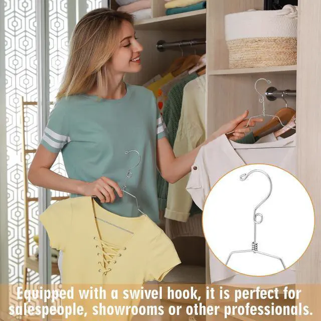 Alt view image 6 of 7 - 1 Pack 16 Metal Stackable Hanger, Stainless Steel Clothes Hanger
