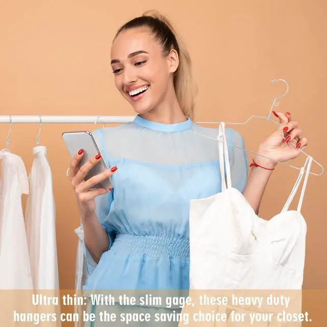 Alt view image 7 of 7 - 1 Pack 16 Metal Stackable Hanger, Stainless Steel Clothes Hanger