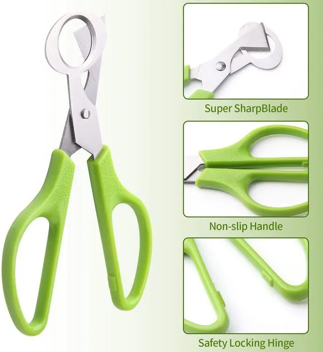 Alt view image 4 of 7 - 3Pcs Quail Egg Cutter Scissors Kitchen Egg Shears Tool (Green)