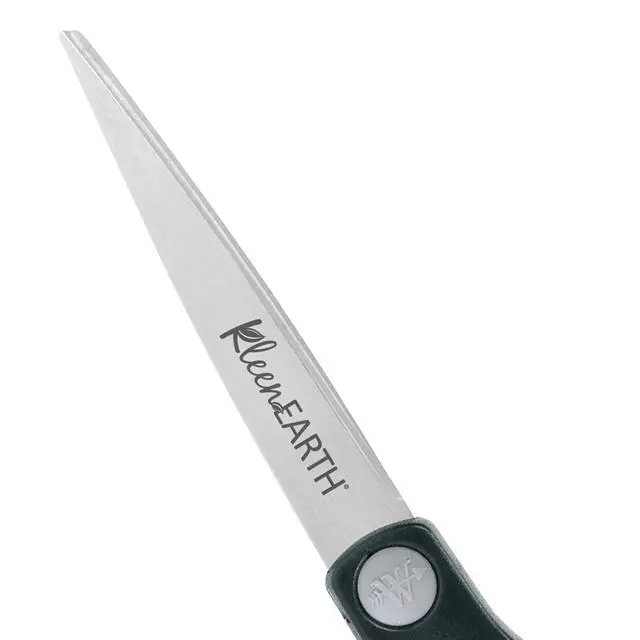 Alt view image 2 of 6 - 8" KleenEarth Soft Handle Scissors, Black/Gray | 8 Inch Scissors with Recycled Handles, Durable Stainless Steel Blades & Soft Grips for Office & Home Use