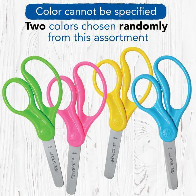 Alt view image 5 of 7 - 5" Hard Handle Kids Scissors, Blunt, Assorted Colors, 2-Pack