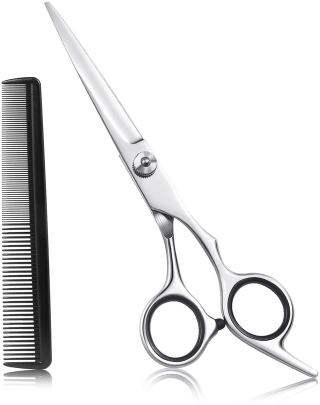 Main image of Hair Cutting Scissors, Stainless Steel Barber Shears, Men Women | 6.5 inch trimming scissors kit for salon and home. Sharp edge for precise cutting on all hair types.