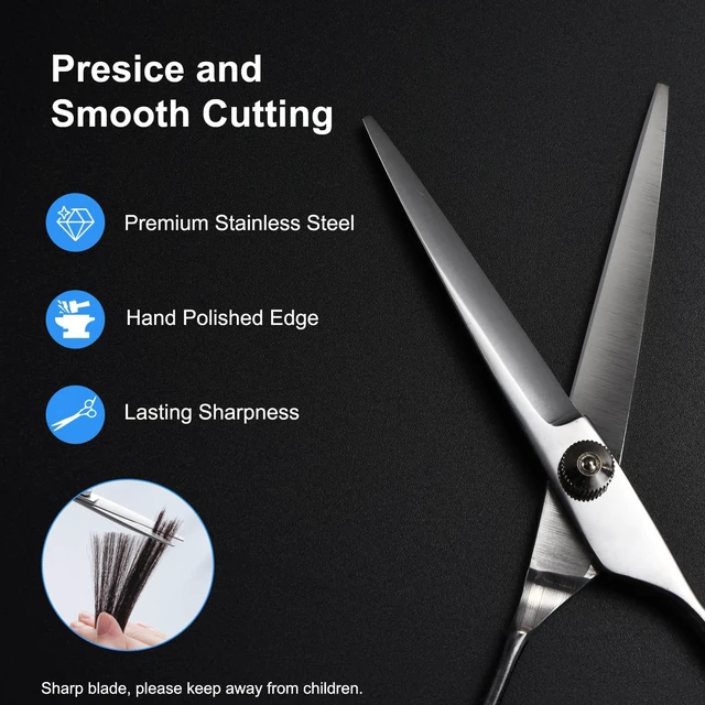 Alt view image 3 of 6 - Hair Cutting Scissors, Stainless Steel Barber Shears, Men Women | 6.5 inch trimming scissors kit for salon and home. Sharp edge for precise cutting on all hair types.