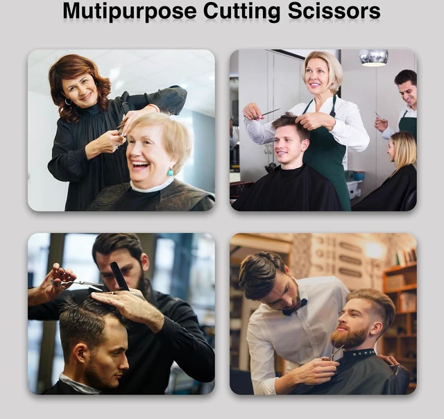 Alt view image 6 of 6 - Hair Cutting Scissors, Stainless Steel Barber Shears, Men Women | 6.5 inch trimming scissors kit for salon and home. Sharp edge for precise cutting on all hair types.