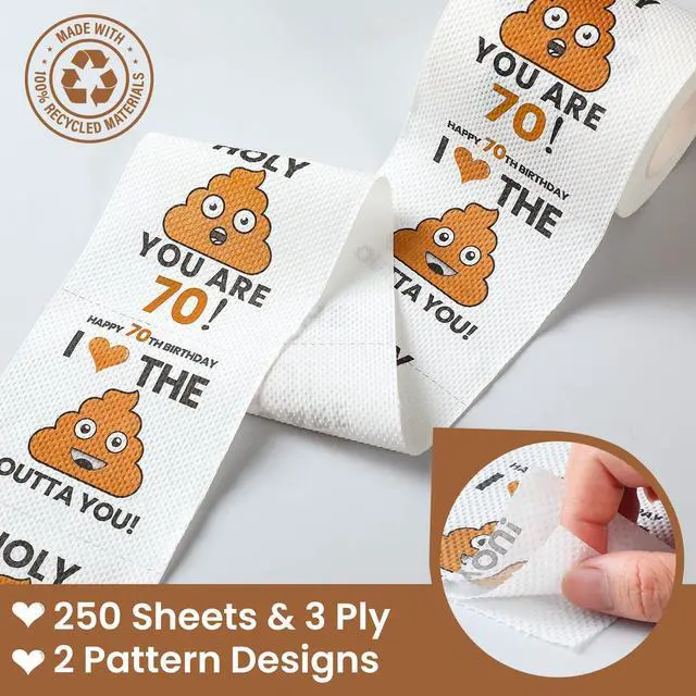 Alt view image 2 of 7 - 70th Birthday Gifts for Men Him Women Her Toilet Roll Paper | Can-shaped Package, Unique, Funny - 70th Birthday Decorations, Party Favors - 70 Years Old Gift Ideas for Family, Friends