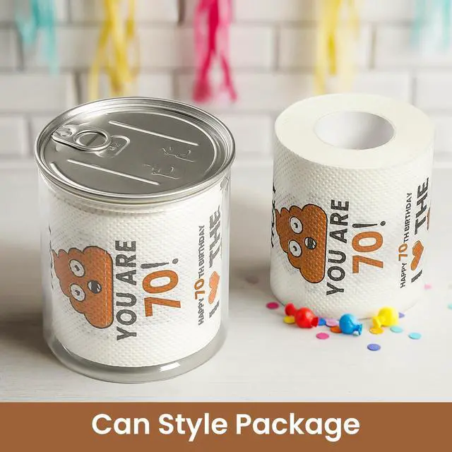 Alt view image 7 of 7 - 70th Birthday Gifts for Men Him Women Her Toilet Roll Paper | Can-shaped Package, Unique, Funny - 70th Birthday Decorations, Party Favors - 70 Years Old Gift Ideas for Family, Friends