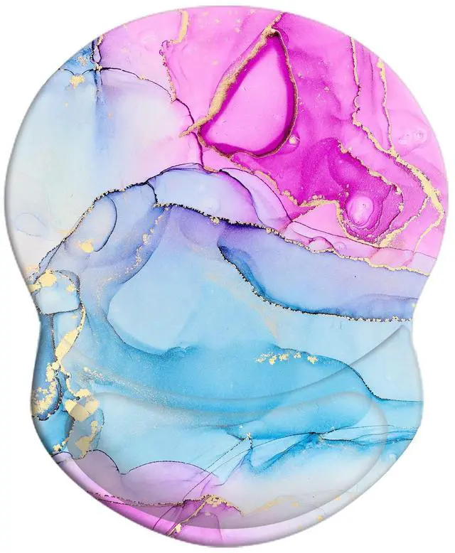 Main image of Mouse Pad with Wrist Support, Non Slip Mousepad Wrist Rest for Office, Computer, Laptop & Mac-Comfortable & Lightweight Ergonomic Support Mouse Mat(DL-Pink Blue Marble-3)