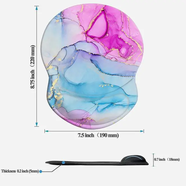 Alt view image 2 of 7 - Mouse Pad with Wrist Support, Non Slip Mousepad Wrist Rest for Office, Computer, Laptop & Mac-Comfortable & Lightweight Ergonomic Support Mouse Mat(DL-Pink Blue Marble-3)